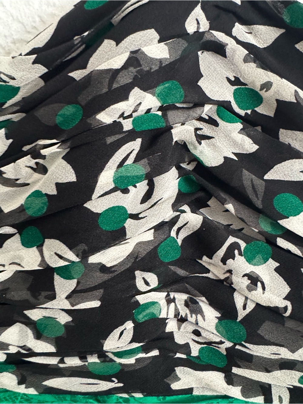 Vintage Terri John Rickie Freeman Silk Black Green Floral Cocktail Dress SZ 10 - Picture 7 of 7